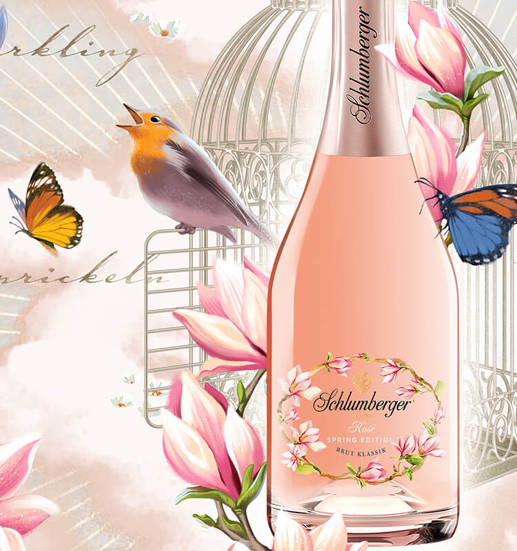 Sparkling Spring Welt mit Rosé Spring Edition, Blumen, Vögel, Schmetterlingen, Mobile