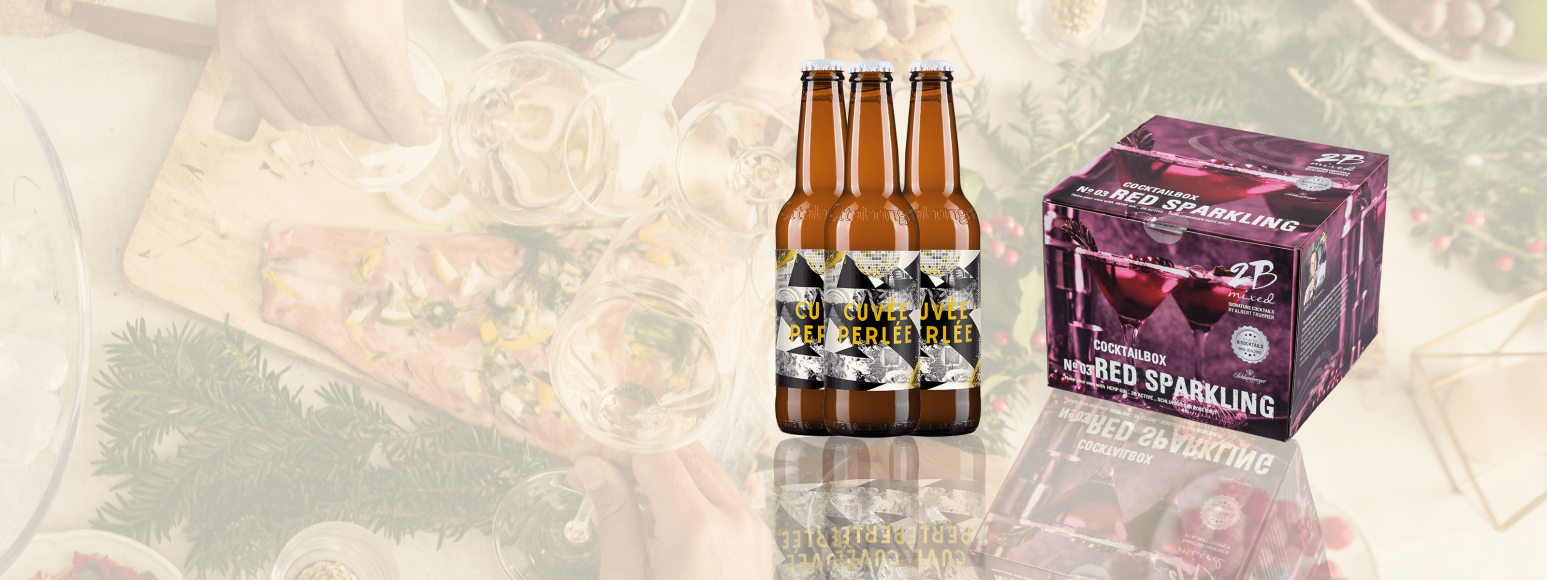 Drei 0,33L Bier Cuvée Perlee und Red Sparkling Cocktailbox