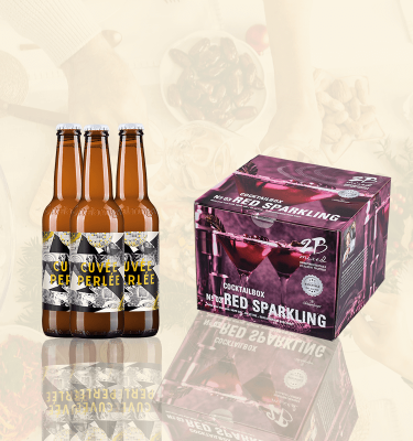 Drei Flaschen Cuvée Perlée Bier und eine Red Sparkling Cocktailbox