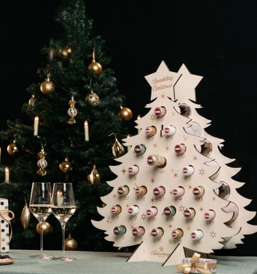 Schlumberger Adventkalender aus Holz mit 24 Flaschen