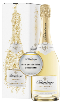 Schlumberger Sparkling Brut 0,75 Liter Flasche in Geschenkverpackung mit personalisiertem Etikett