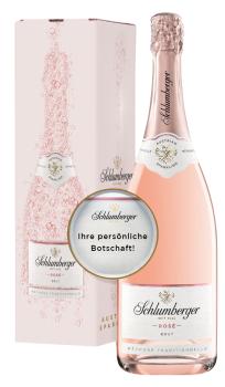 Schlumberger Rosé Brut in Geschenkverpackung mit personalisierbarem Etikett in der 1,5L Magnum Flasche