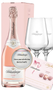 Valentinstagspaket Rose Brut mit 2 Gläsern und Pralinen