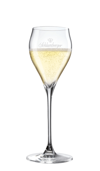 Schlumberger Sektglas Exklusiv gefüllt mit Schlumberger Sparkling Brut Klassik
