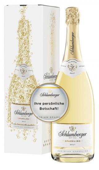 Schlumberger Sparkling Brut Klassik 1,5 Liter Flasche in Geschenkverpackung mit personalisierbarem Etikett 