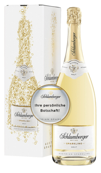 Schlumberger Sparkling Brut Klassik 1,5 Liter Flasche in Geschenkverpackung mit personalisierbarem Etikett