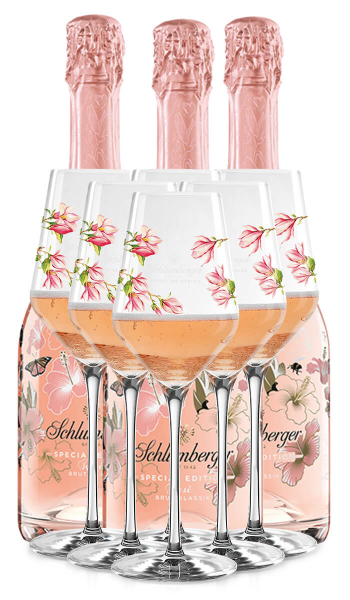 Schlumberge Spring paket mit 3 Flaschen Spring Edition 0,75L und 6 Spring Gläser