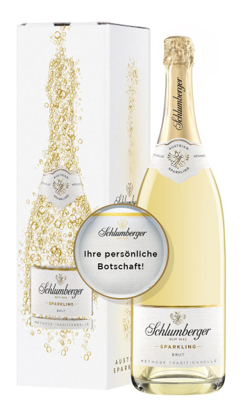 Schlumberger Sparkling Brut Klassik 3 Liter Flasche in Geschenkverpackung mit personalisierbarem Etikett