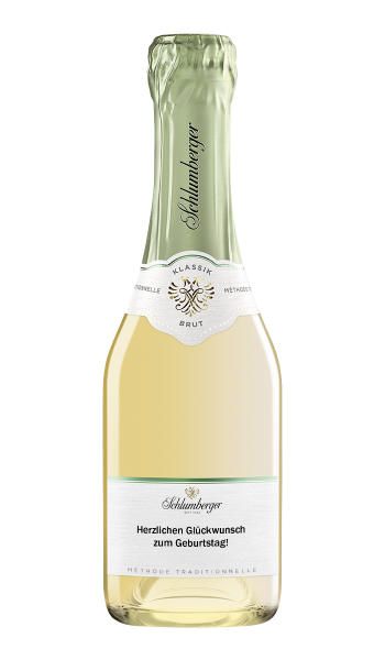 Grüner Veltliner Brut Personalisierbar 0,2L personalisiert mit Schrift geradlinig