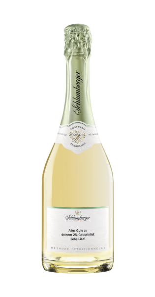 Bio Grüner Veltliner Brut Personalisierbar 0,75L personalisiert mit Schrift geradlinig