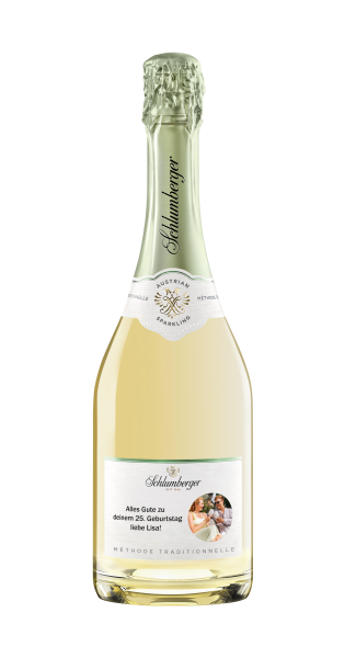Bio Grüner Veltliner Brut Personalisierbar 0,75L personalisiert mit Schrift & Bild geradlinig