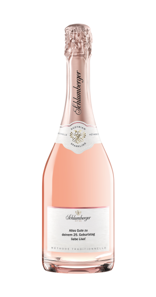 Schlumberger Rose 0,75L personalisiert mit geradliniger Schrift