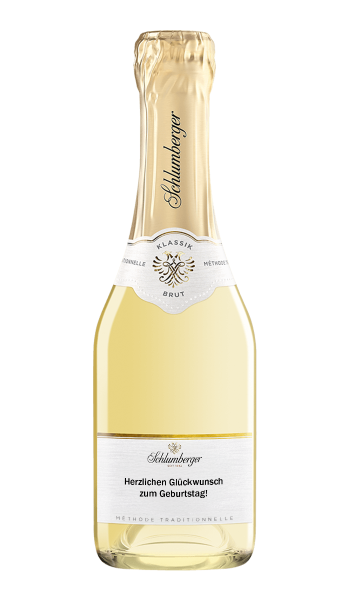 Schlumberger Sparkling 0,2L personalisiert mit geradliniger Schrift
