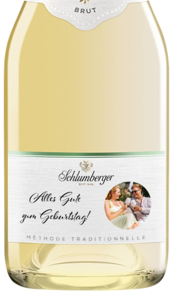 Bio Grüner Veltliner 0,2L personalisiert Bild & Schrift geschwungen - Detailansicht