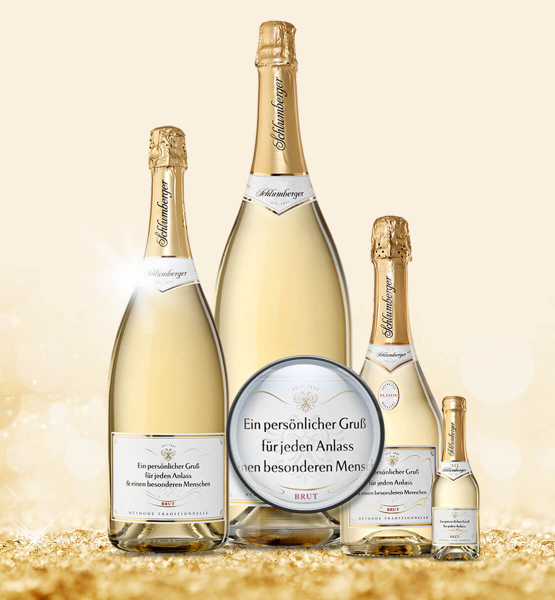 Schlumberger Sparkling Brut Produkte mit personalisierten Etiketten