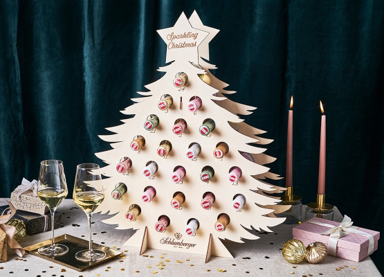 Schlumberger Adventskalender gefüllt mit 24 Flaschen Schlumberger 0,2L brut & secco
